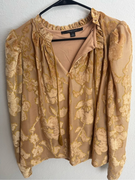 Marc New York Tops - Marc New York Gold-Tone Floral Velvet Peasant Blouse